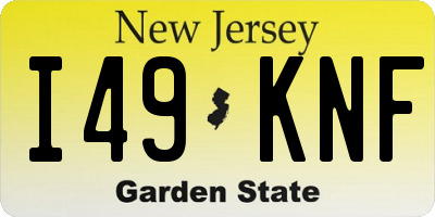 NJ license plate I49KNF