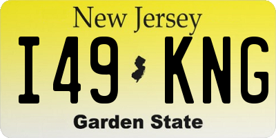 NJ license plate I49KNG