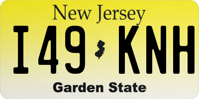 NJ license plate I49KNH