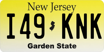 NJ license plate I49KNK