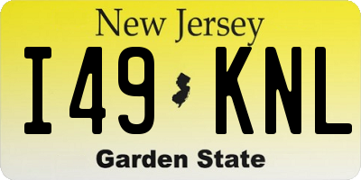 NJ license plate I49KNL