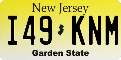 NJ license plate I49KNM