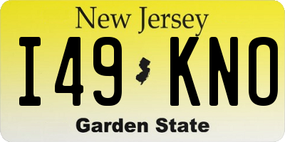 NJ license plate I49KNO