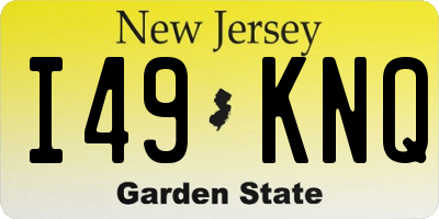 NJ license plate I49KNQ