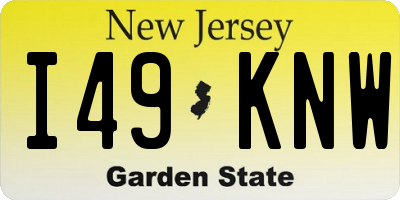 NJ license plate I49KNW