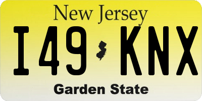 NJ license plate I49KNX