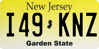 NJ license plate I49KNZ