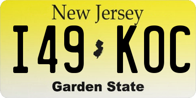 NJ license plate I49KOC