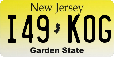 NJ license plate I49KOG