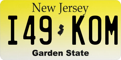 NJ license plate I49KOM