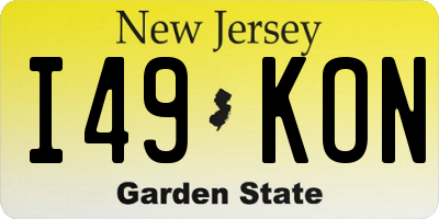 NJ license plate I49KON