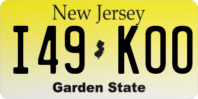 NJ license plate I49KOO