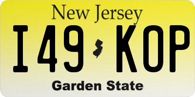 NJ license plate I49KOP