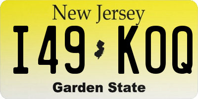 NJ license plate I49KOQ