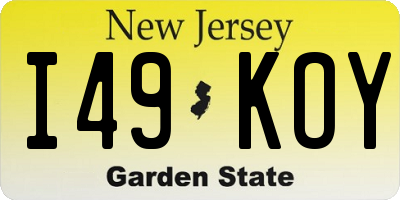 NJ license plate I49KOY