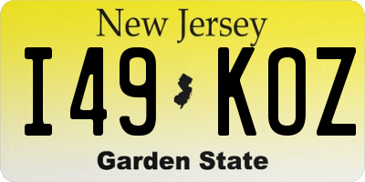 NJ license plate I49KOZ