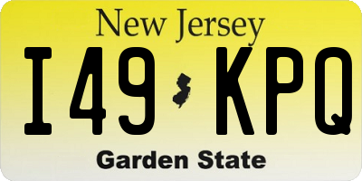 NJ license plate I49KPQ