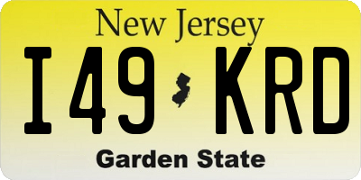NJ license plate I49KRD