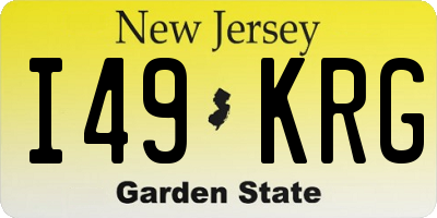 NJ license plate I49KRG