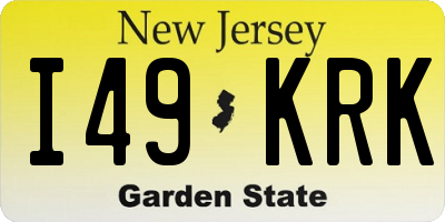 NJ license plate I49KRK
