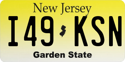 NJ license plate I49KSN