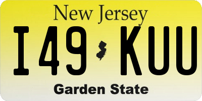 NJ license plate I49KUU