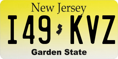 NJ license plate I49KVZ