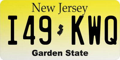 NJ license plate I49KWQ