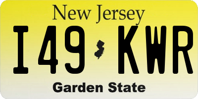 NJ license plate I49KWR