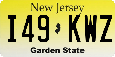 NJ license plate I49KWZ