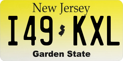 NJ license plate I49KXL