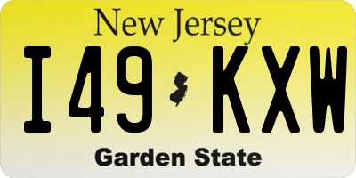 NJ license plate I49KXW