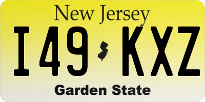 NJ license plate I49KXZ