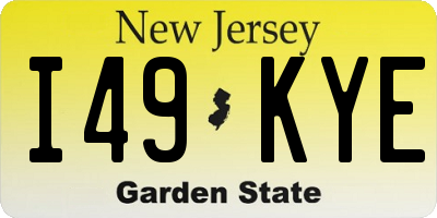 NJ license plate I49KYE