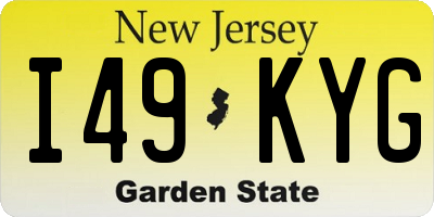 NJ license plate I49KYG