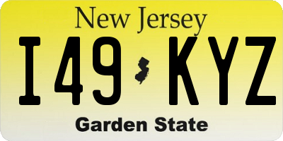 NJ license plate I49KYZ
