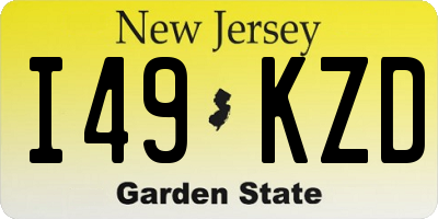 NJ license plate I49KZD