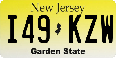 NJ license plate I49KZW