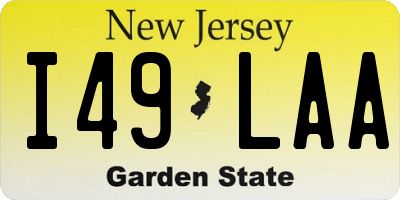 NJ license plate I49LAA