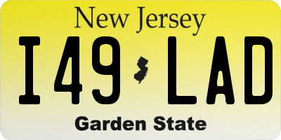 NJ license plate I49LAD