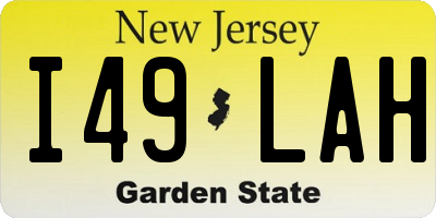 NJ license plate I49LAH