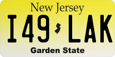 NJ license plate I49LAK