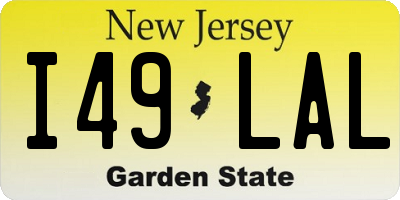 NJ license plate I49LAL