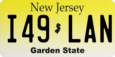 NJ license plate I49LAN