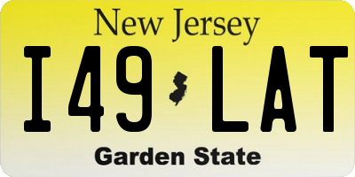 NJ license plate I49LAT