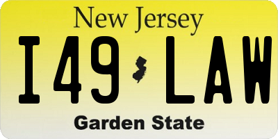 NJ license plate I49LAW