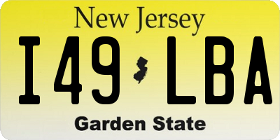 NJ license plate I49LBA
