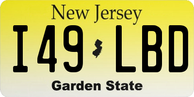 NJ license plate I49LBD