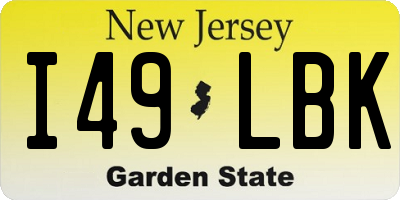 NJ license plate I49LBK