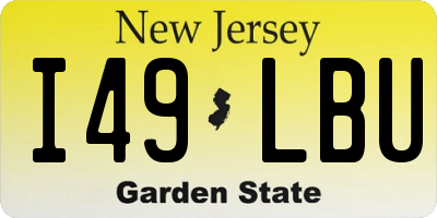 NJ license plate I49LBU